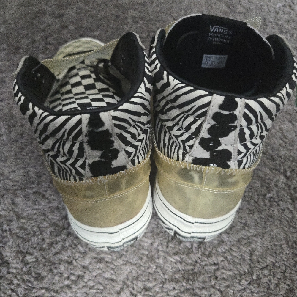 Vans Sk8 Hi Mixed Media Women 10.5 Zebra Black And White Plastic Platform 092025 - Picture 7 of 9